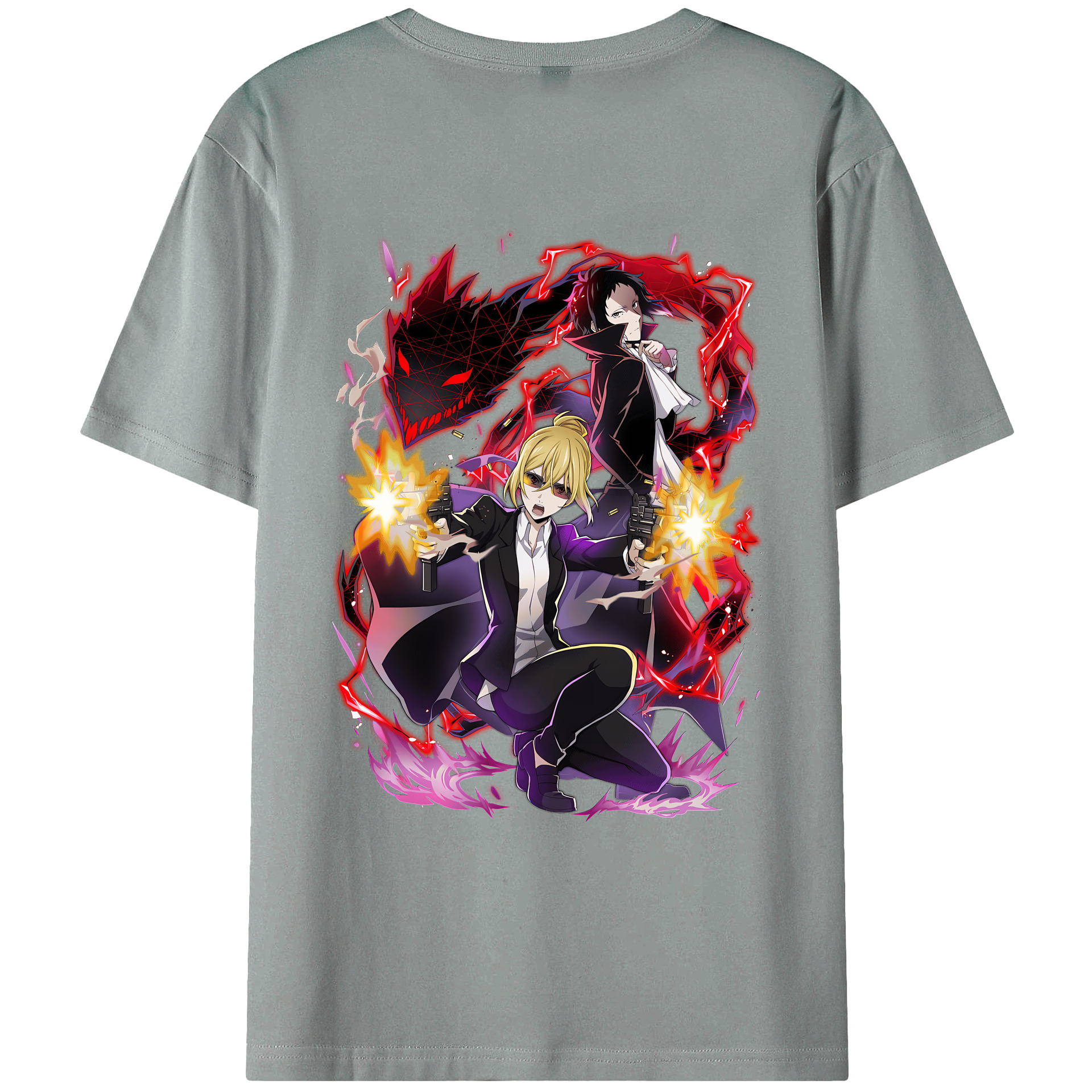 （画像用） 文豪ストレイドッグス Bungo Stray Dogs 綿100％ メンズ半袖Tシャツ（バックプリント） 通気性